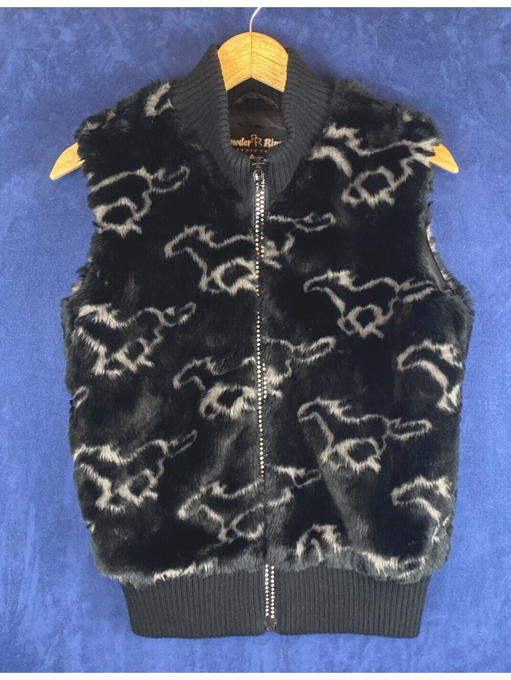 Powder River Outfitters Panhandle Slim Womens Black Faux Fur Sz.S Vest Mustang